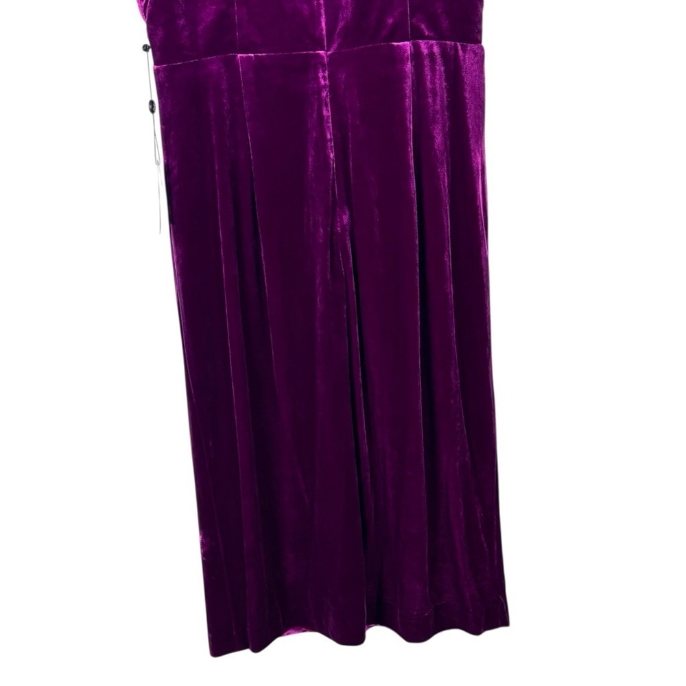 ADRIANNA PAPELL FUCHSIA PINK VELVET SURPLICE MIDI DRESS AP1D105513 - Picture 8 of 14